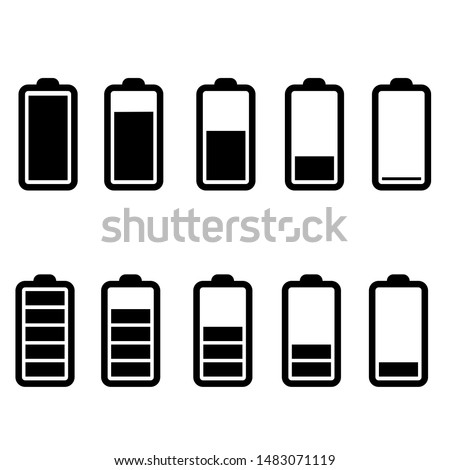 Battery charge icon vector set. indicator battery illustration sign collection. accumulator symbol or logo.
