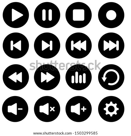 Play button vector icon. Media player control iconsillustration set. 