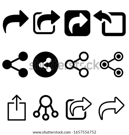 Set of share vector icon. Arrow symbol. button connection illustration sign collection. Foto d'archivio © 