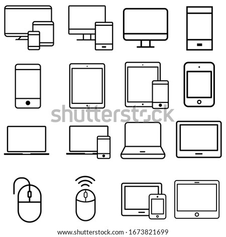 Smart devices icon vector set. gadgets illustration sign collection. computer equipment and electronics symbols.