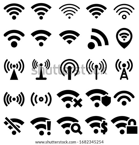 Black vector set wi-fi icons. wi fi signal illustration sign collection. wireless symbol.