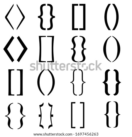 Text brackets vector icon set. Curly braces illustration sign collection. square and corner parentheses symbol.