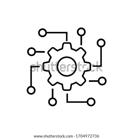 Automated system line icon on white background. Vector illustration.