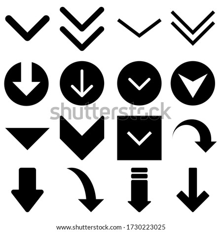 Down arrow vector icon set. scroll illustration sign collection. 