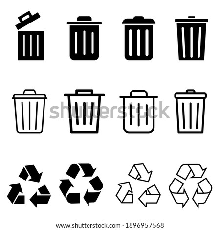 Trash icon vector set. Recycle illustration sign collection. Green symbol.