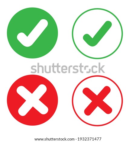 Ok vector icon set. Check mark illustration sign collection. Yes and no symbol.