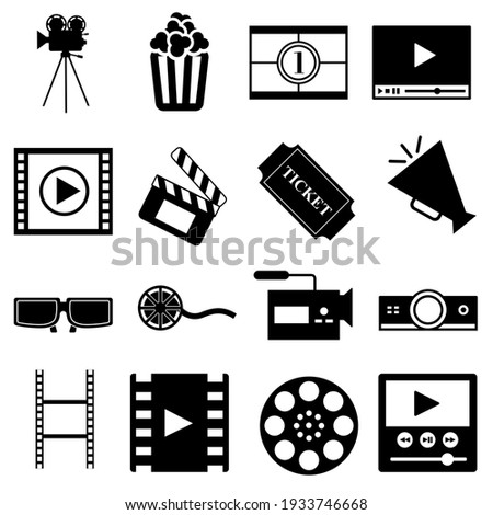 Cinema vector icon set. movie  illustration symbol collection. movie house sign or logo.