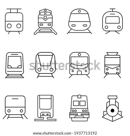 Train vector icon set. tram illustration sign collection. public transport symbol or logo.