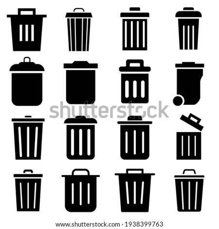 Trash can vector icon set. garbage illustration sign collection. basket symbol or logo.