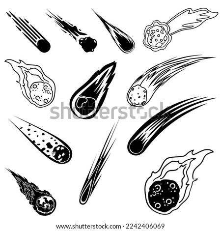 Comet icon vector set. Asteroid illustration sign collection. Meteorite symbol. Cosmos logo.