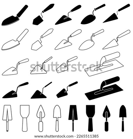 Trowel icon vector set. Putty knife illustration sign collection. spatula symbol or logo. 