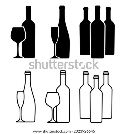 Wine icon vector set. Bottle of wine illustration sign collection. Wine shop symbol or logo.