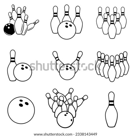 Bowling icon vector set. skittles illustration sign collection. strike symbol or logo.