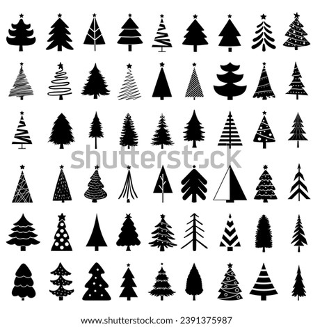 Christmas tree vector icon set. New year illustration sign collection. Winter symbol.