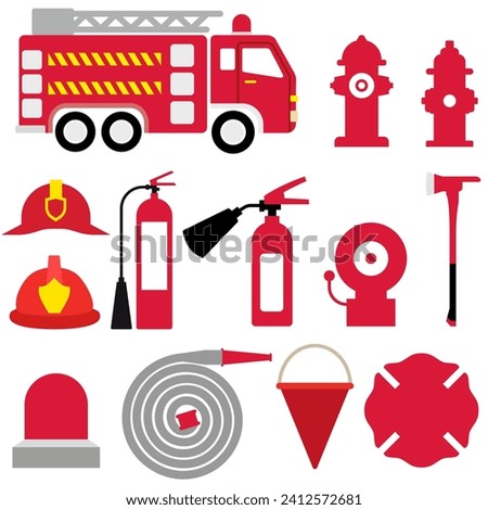 Firefighter icon vector set. Fire illustration sign. Fire brigade symbol ot logo.