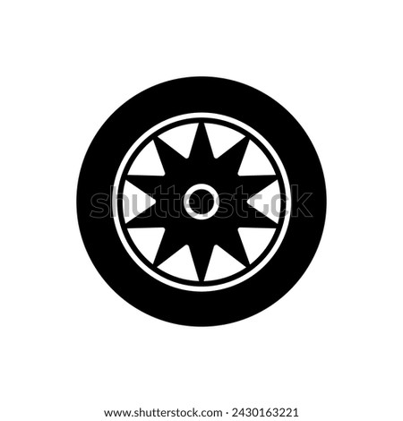 Car wheel icon vector. Wheel illustration sign. Tire service symbol or logo.