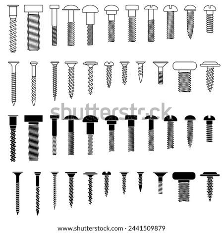 Self-tapping screw icon vector set. Screw illustration sign collection. Bolt symbol or logo.