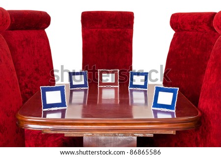 Red Chairs around Table