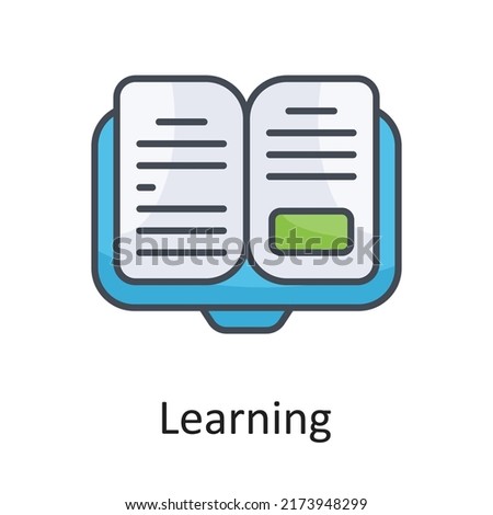 Learning vector filled outline Icon Design illustration on White background. EPS 10 File