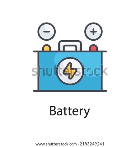 Battery vector Filled Outline Icon Design illustration on White background. EPS 10 File 