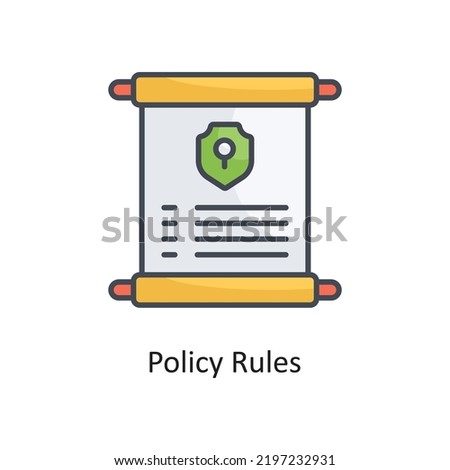Policy Rules  Filled Outline Vector Icon Design illustration on White background. EPS 10 File