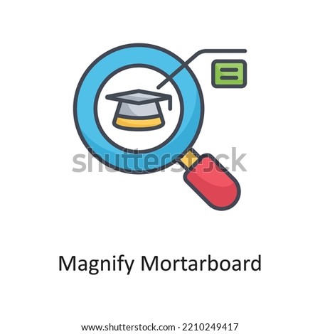 Magnify Mortarboard Filled Outline Vector Icon Design illustration on White background. EPS 10 File