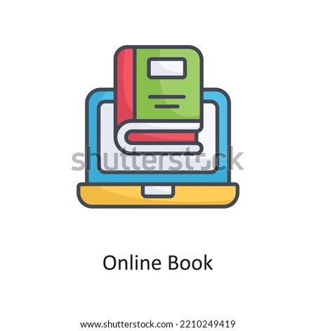 Online Book Filled Outline Vector Icon Design illustration on White background. EPS 10 File
