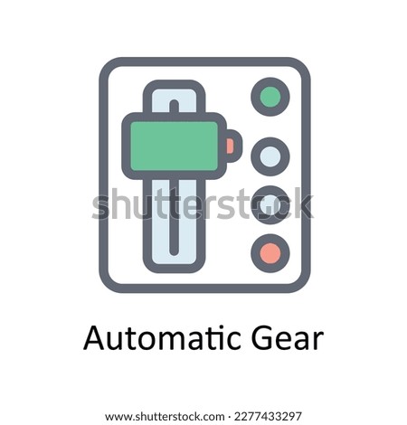 Automatic Gear Vector    Fill Outline Icons. Simple stock illustration stock