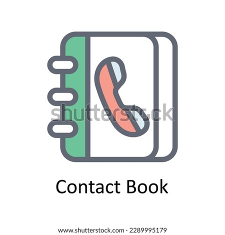 Contact Book Vector Fill outline icons. Simple stock illustration stock