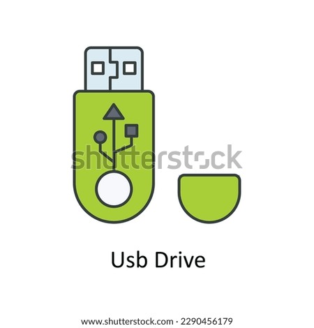 Usb Drive Vector   Fill outline Icons. Simple stock illustration stock