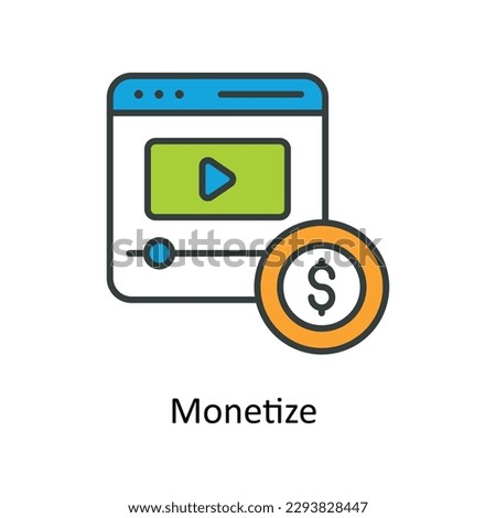 Monetize  Vector  Fill outline Icons. Simple stock illustration stock