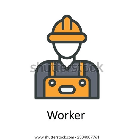 Worker  vector Fill outline Icon Design illustration. Time Management Symbol on White background EPS 10 File