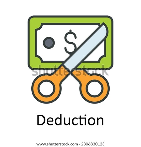 Deduction  vector Fill outline Icon Design illustration. Taxes Symbol on White background EPS 10 File
