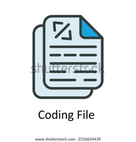 Coding File Vector Fill outline Icon Design illustration. User interface Symbol on White background EPS 10 File