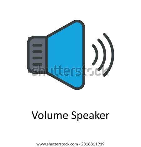 Volume Speaker  Vector Fill outline Icon Design illustration. Network and communication Symbol on White background EPS 10 File
