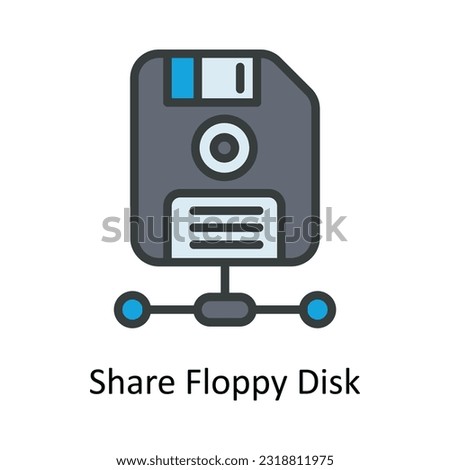 Share Floppy Disk  Vector Fill outline Icon Design illustration. Network and communication Symbol on White background EPS 10 File

