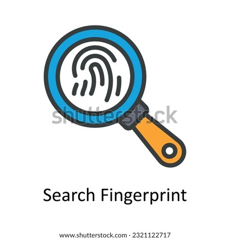 Search Fingerprint Vector Fill outline Icon Design illustration. Cyber security  Symbol on White background EPS 10 File