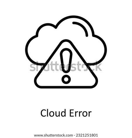 Cloud Error Vector  outline Icon Design illustration. Cyber security  Symbol on White background EPS 10 File