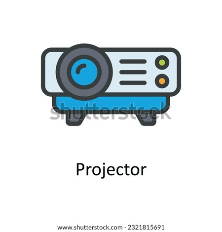 Projector Vector  Fill outline Icon Design illustration. Multimedia Symbol on White background EPS 10 File