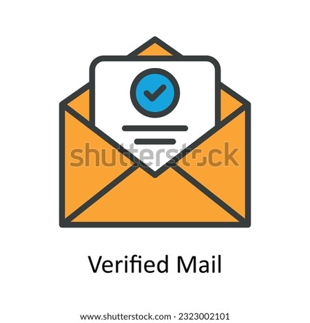 Verified Mail Vector   Fill outline Icon Design illustration. Shipping and delivery Symbol on White background EPS 10 File