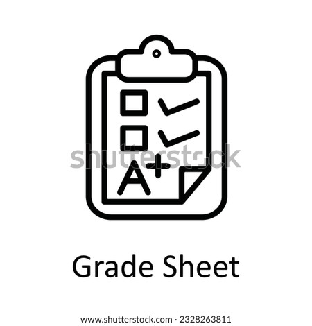 Grade Sheet Vector outline Icon Design illustration. Education Symbol on White background EPS 10 File