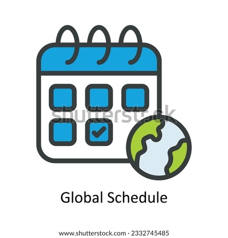 Global Schedule Vector Fill outline Icon Design illustration. Nature and ecology Symbol on White background EPS 10 File