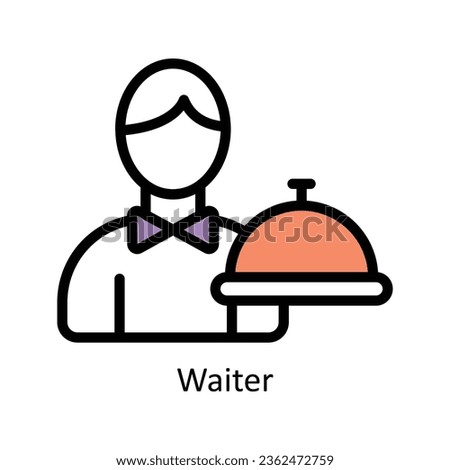 Waiter vector Filled outline Icon Design illustration. Event Management Symbol on White background EPS 10 File
