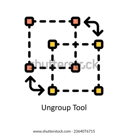 Ungroup Tool vector Filled outline Icon Design illustration. Graphic Design Symbol on White background EPS 10 File
