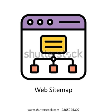 Web Sitemap vector Fill outline icon illustration. EPS 10 File.