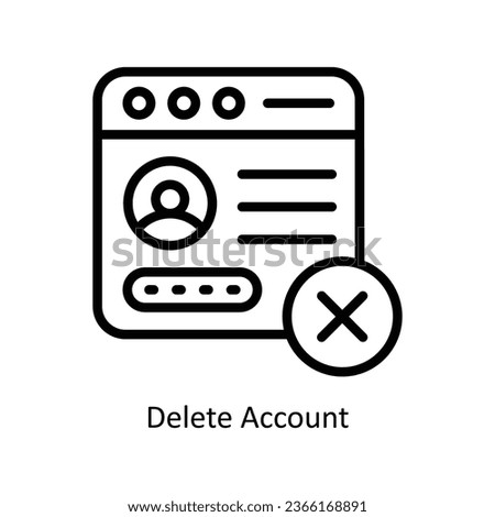 Delete Account vector  outline Icon Design illustration. Web store Symbol on White background EPS 10 File 