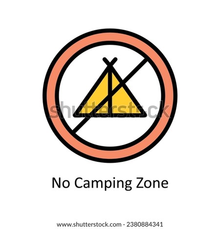 No camping zone  vector Filled outline Design illustration. Symbol on White background EPS 10 File 