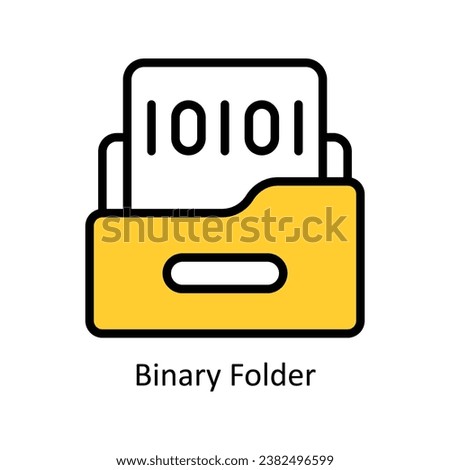Binary Folder vector Filled outline Design illustration. Symbol on White background EPS 10 File 