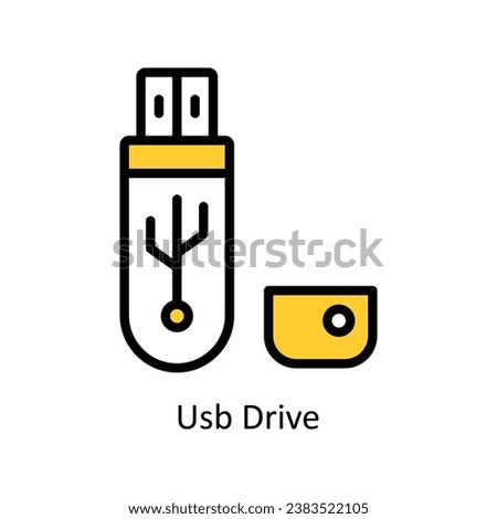 Usb Drive vector Filled outline Design illustration. Symbol on White background EPS 10 File