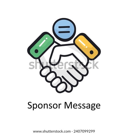 Sponsor message vector Filled outline doodle Design illustration. Symbol on White background EPS 10 File 